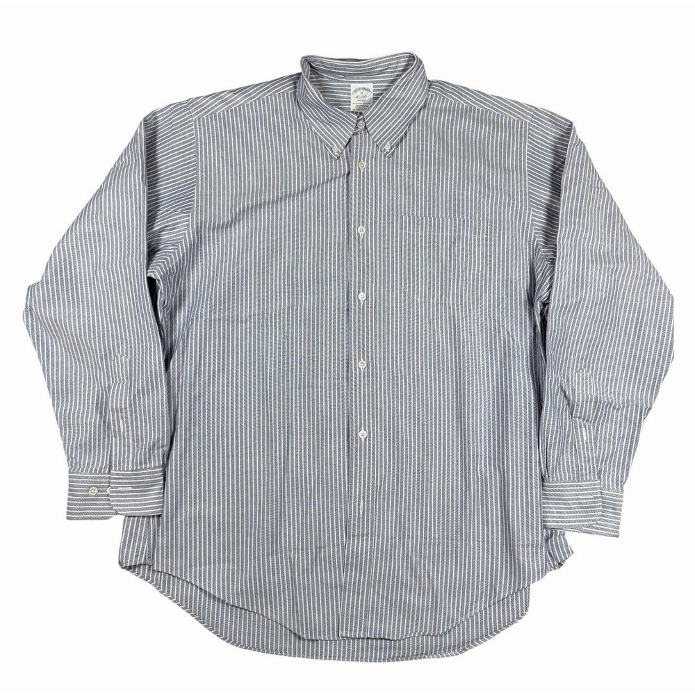 VTG Brooks Brother Shirt XL OCBD Oxford USA Original Polo Supima Striped USA